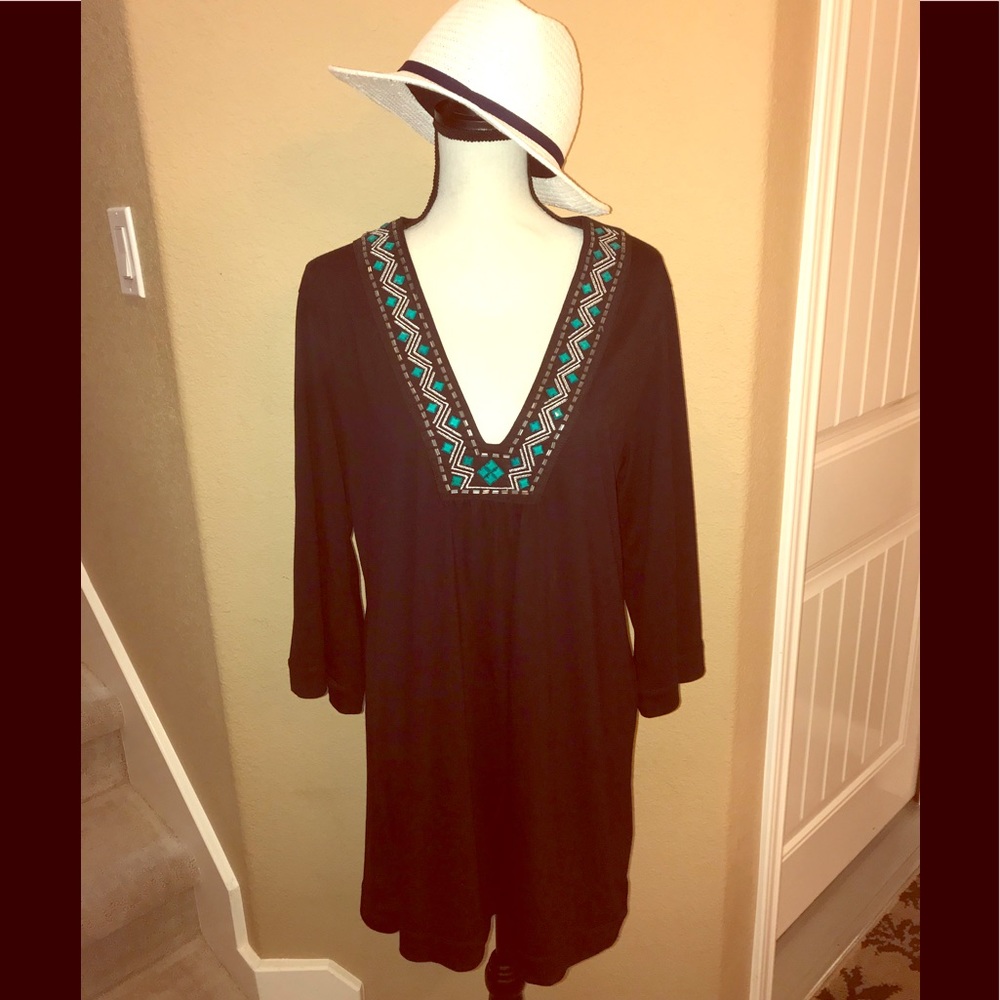 Black & bedazzled bathing suit cover up-size L